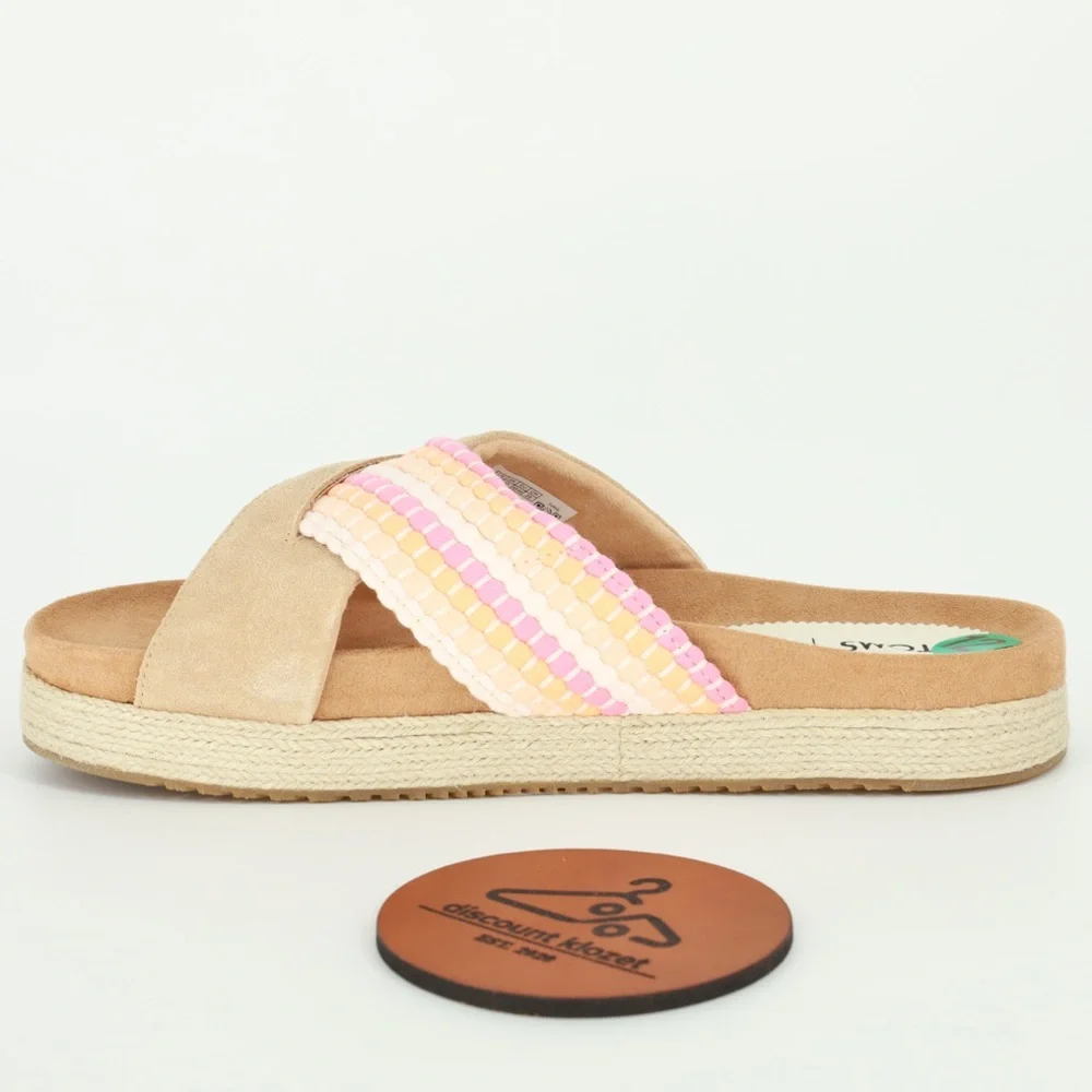 TOMS‎ Paloma Honey Suede Woven Trim Sandals Slides Womens Size 12 NWOB Boho